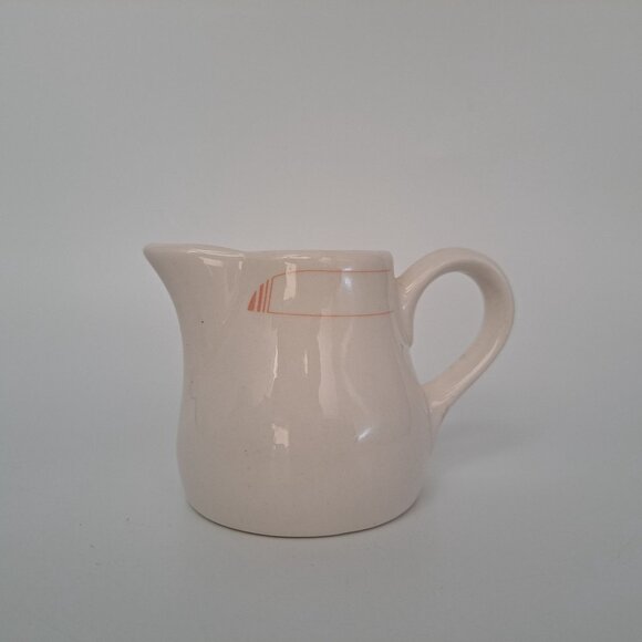 Syracuse China Syralite Creamer Pitcher With Orange Stripe Design - Picture 5 of 13